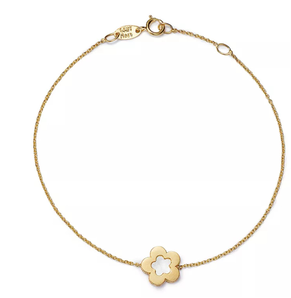 Pulseira de flores em ouro amarelo 14K fabricante de joias de prata vermeil