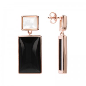 France Sterling silver jewelry wholesaler manufacturer custom made 18k rose gold plated square earrings