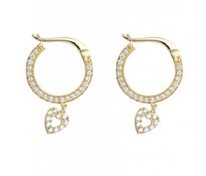 Custom wholesale Heart Pendant Earrings 925 Solid Yellow Silver Earrings For Women Quality Earrings Dainty Earrings Fashion Earrings