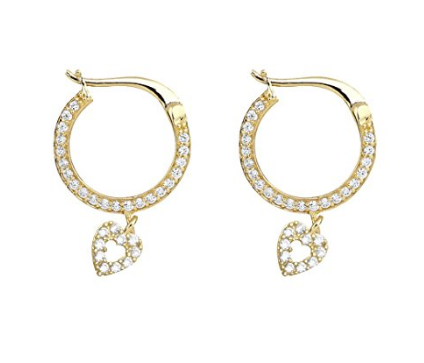 Custom wholesale Heart Pendant Earrings 925 Solid Yellow Silver Earrings For Women Quality Earrings Dainty Earrings Fashion Earrings