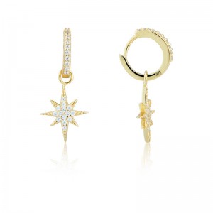 Allemagne commerçant de bijoux en argent Sterling OEM ODM plaqué or jaune étoile de minuit CZ boucles d'oreilles pendantes