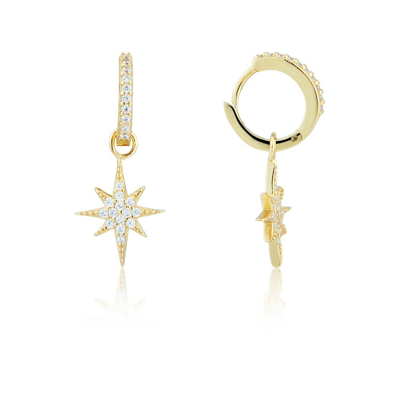 Germany Sterling silver jewelry trader OEM ODM Yellow Gold Plated Midnight Star CZ Drop Earrings