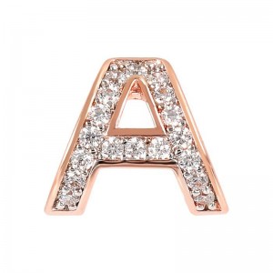 Приобретите оптом мини-серьгу-кольцо с покрытием из розового золота и буквой для вашего бренда.