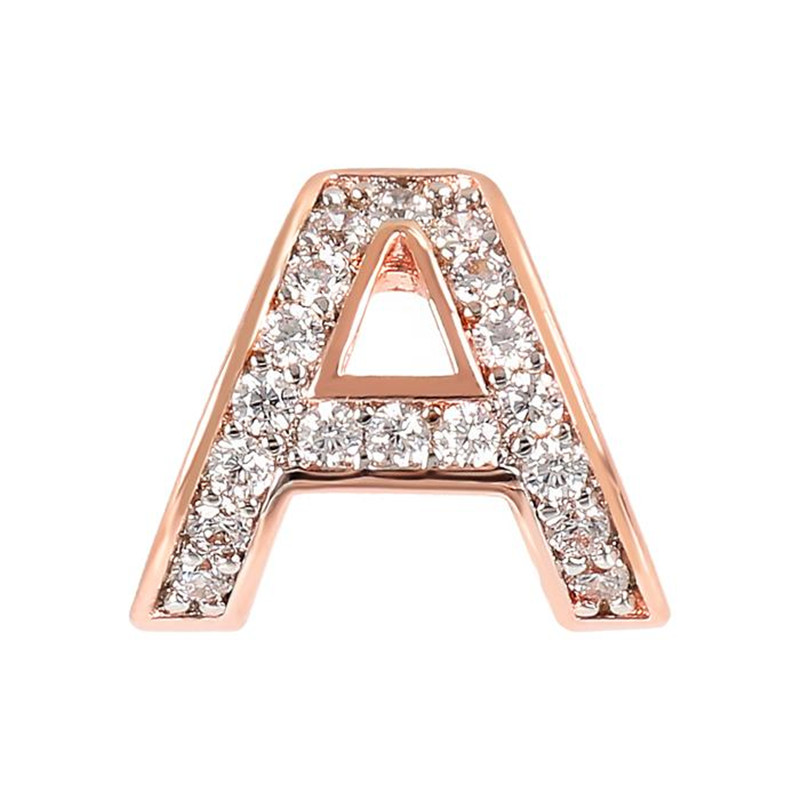 Get a rose gold plated  mini hoop earring with letter for your brand wholesale