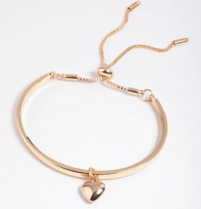 Gold Filled Heart Bangle with Toggle Bracelet Custom Jewelry Designer