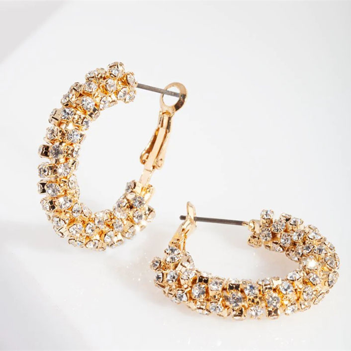Boucles d'oreilles créoles en or Mini Diamante, vente en gros personnalisées, distributeurs de bijoux en or 14 carats