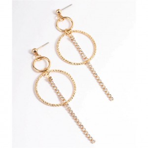 Gold Open Circle & Cupchain Drop Earrings 925 sterling silver wholesalers