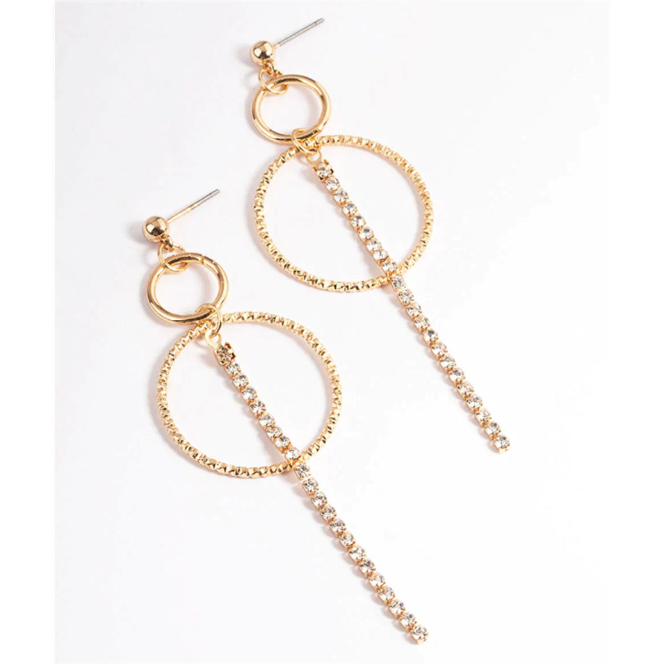 Gold Open Circle & Cupchain Drop Earrings 925 sterling silver wholesalers