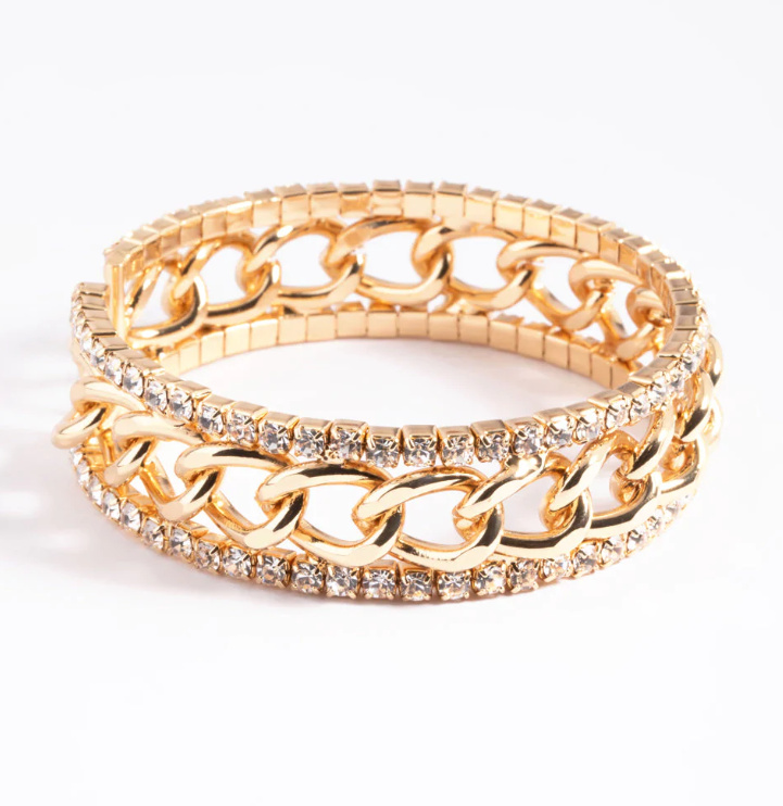 Manchette de chaîne de tasse plaquée or, fournisseurs de bijoux remplis d'or de bracelet