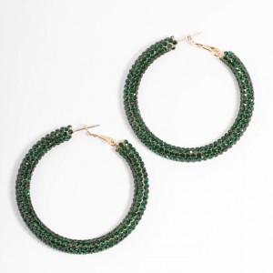 OEM ODM dei gioielli degli orecchini del cerchio di cristallo dello smeraldo placcato oro da 40 mm