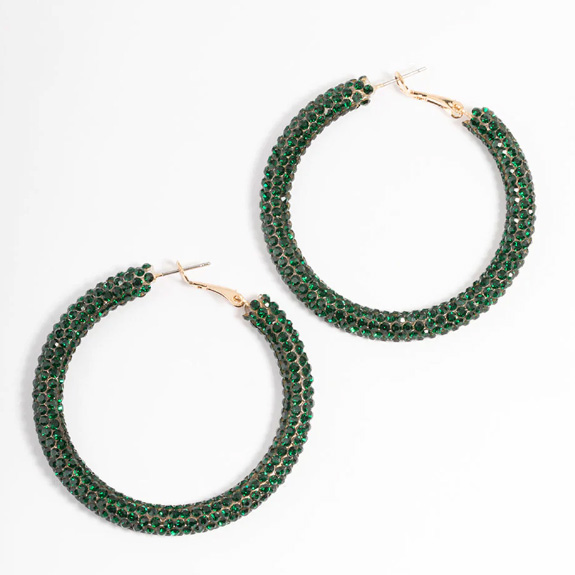 Forgyldt Emerald 40mm Crystal Hoop Øreringe smykker OEM ODM