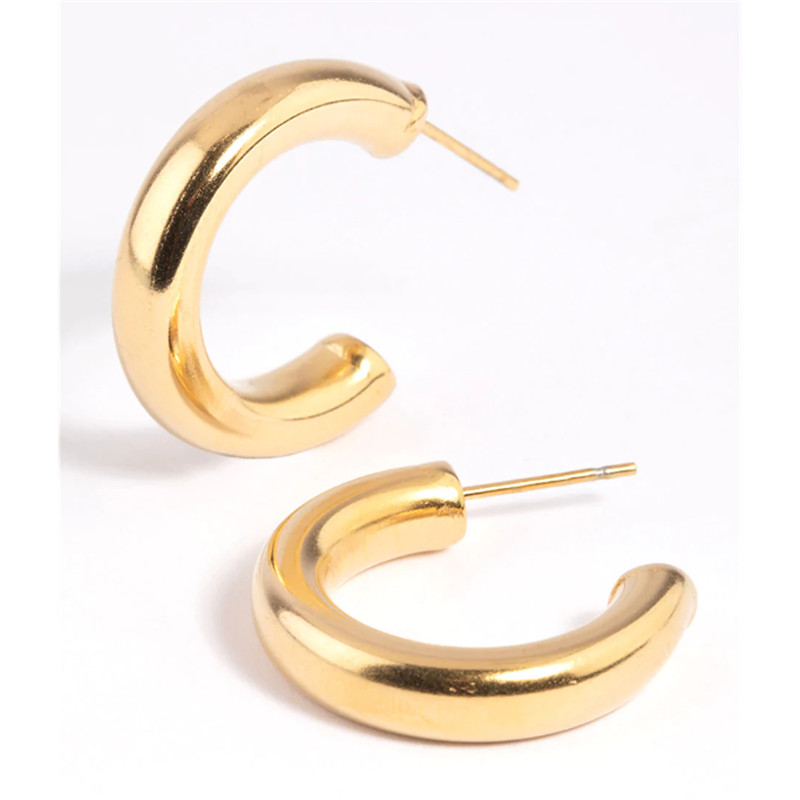 Gold Plated Surgical Steel Medium Chunky Hoop Earrings custom earring manufacturer