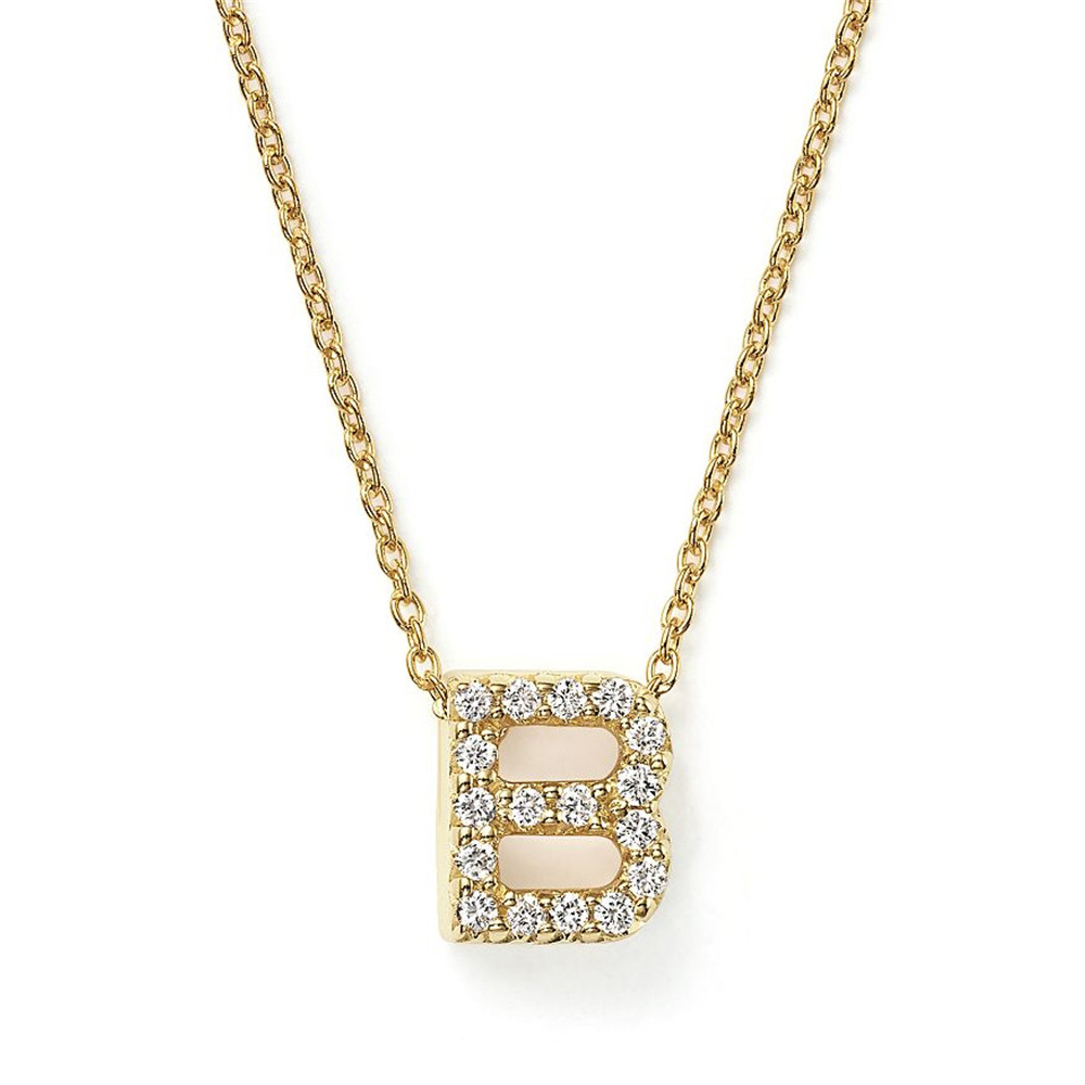 Bijoux en gros plaqués or en pièce de monnaie Roberto, collier avec pendentif lettre d'amour initiale en vermeil en or jaune 18 carats