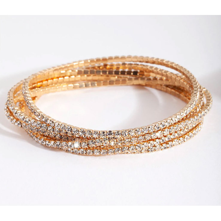 Gold Stretch Cupchain Bracelet 6 Pack Jewelry Manufacturing in Los Angeles