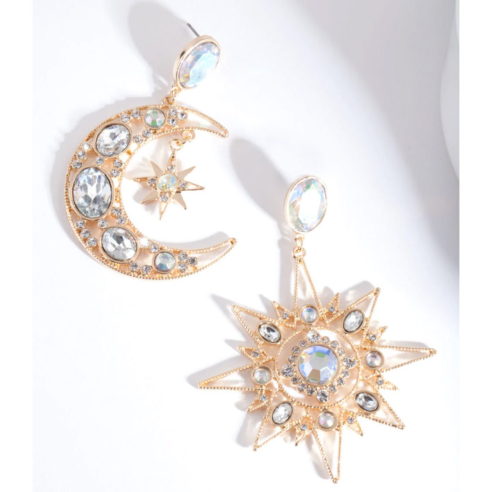 Gold filled Statement Star Moon Örhängen hålhandel anpassade smycken tillverkare