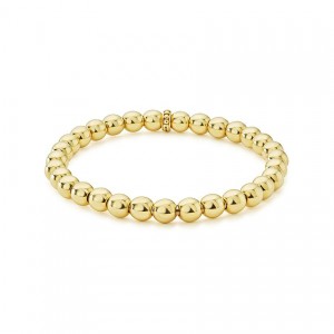Gold jewelry manufacturers provide OEM ODM Caviar Gold Collection 18K Gold Plating Beaded Bracelet, 6mm