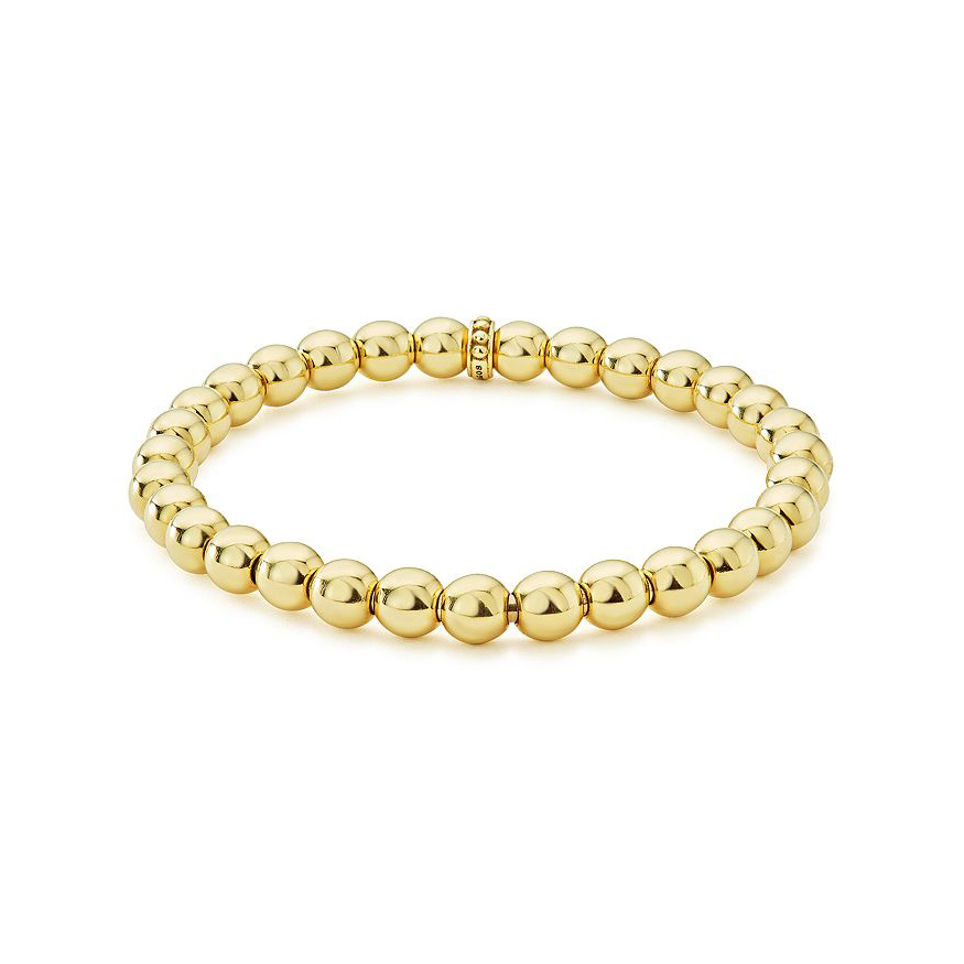 Goldschmuckhersteller bieten OEM ODM Caviar Gold Collection 18K vergoldetes Perlenarmband, 6 mm