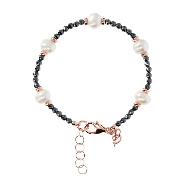 Distribuidores mayoristas chapados en oro, pulsera de hematita y perlas de agua dulce de diseño personalizado