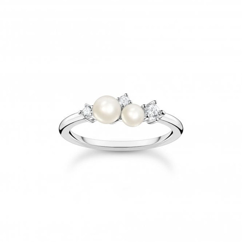 Guld vermeil smycken grossist skräddarsydda Silver med White Zirconia & Freshwater Pearl Ring