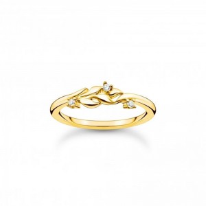 Greece 925 sterling silver jewerly trader Customized OEM ODM Yellow Gold Vermeil CZ Leaves Ring