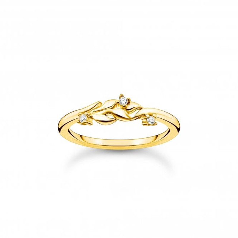 Greece 925 sterling silver jewerly trader Customized OEM ODM Yellow Gold Vermeil CZ Leaves Ring