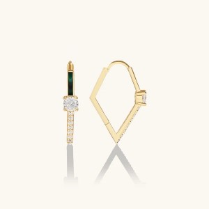Custom Green Enamel Rhombus Earrings in Gold Jewelry Manufacturers China