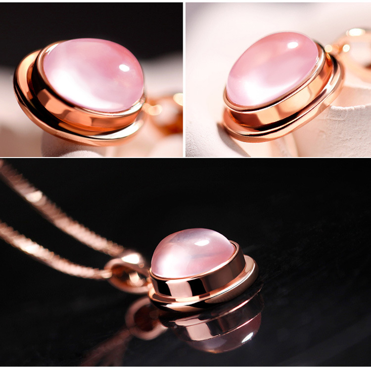 Saincheaptha Mórdhíola Pink Chalcedony Rose Gold Plandála siogairlín |Monaróir Jewelry Saincheaptha |925 Steirling Silver