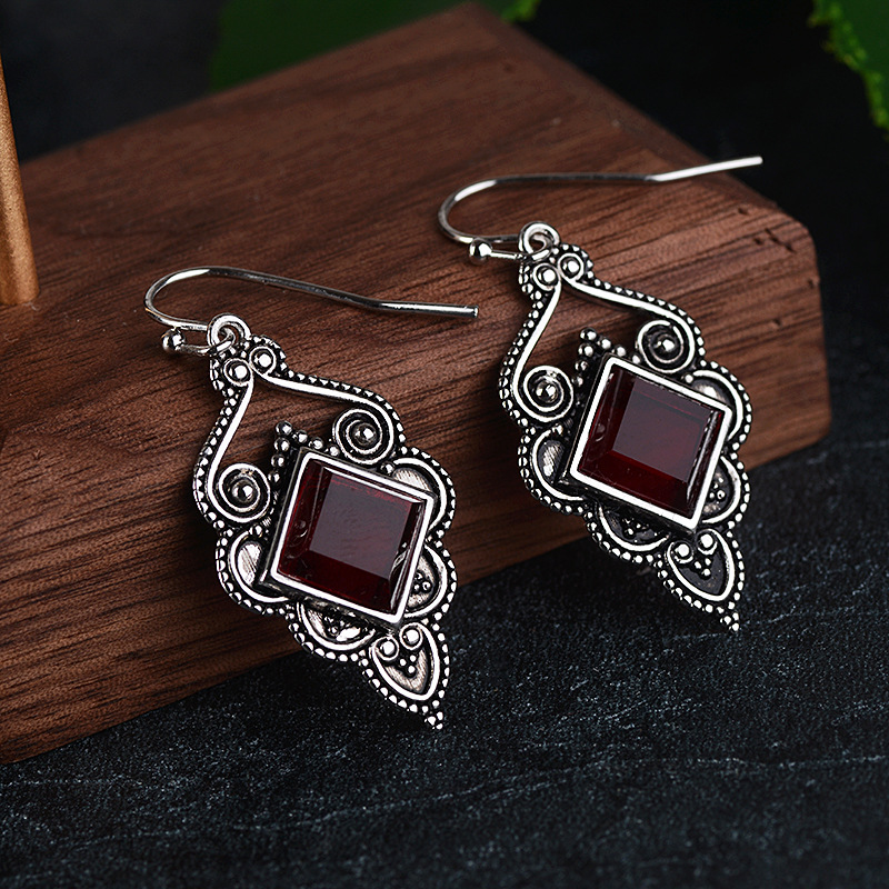 Custom Wholesale Red Garnet Earrings | Customized Jewelry Manufacturer | 925 Sterling Silver
