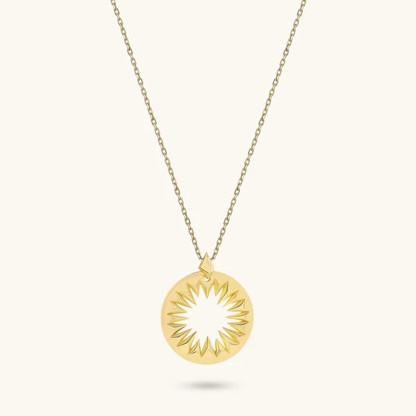 Custom Gold Vermeil Jewelry Hollow Sun Necklace