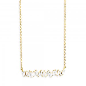 Grossiste de bijoux de Hong Kong conception personnalisée 18K plaqué or jaune CZ Bar pendentif collier pour un petit grossiste de marque de bijoux de démarrage