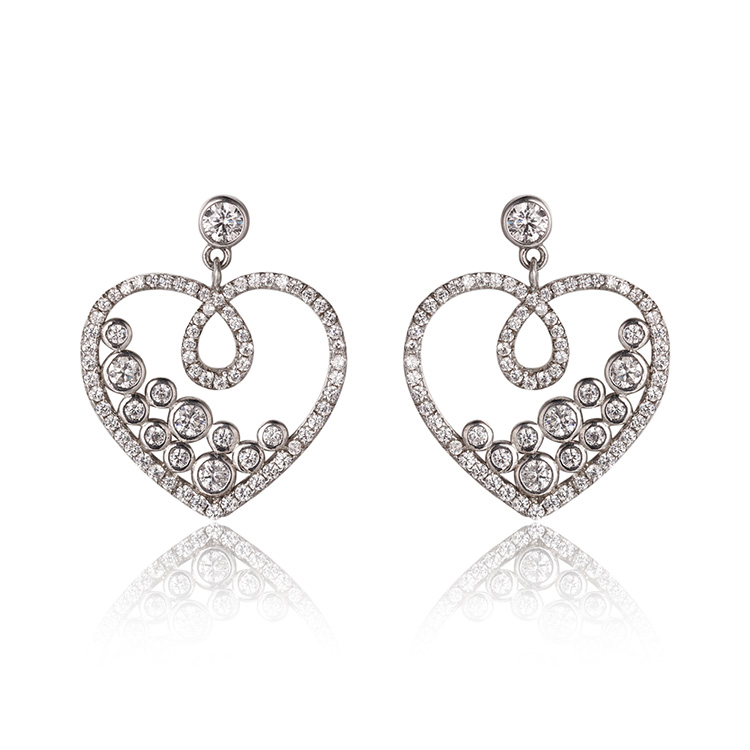 Pasgemaakte groothandel 925 Silver Hoop Oorbelle Ontwerp |Kubieke mode-juweliersware pasgemaak |Charm Heart Vroue Juweliersware Juweliers Groothandel