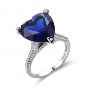 Gioiellieri di anelli con zaffiro all'ingrosso personalizzati |Design di gioielli a forma di cuore |Commercio all'ingrosso di gioielli di moda in argento sterling