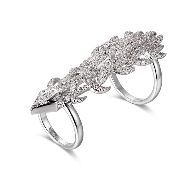 Design personalizzato all'ingrosso di anelli cubici con doppio anello |Gioielli in argento sterling |Vendita all'ingrosso personalizzata di gioielli di moda da donna
