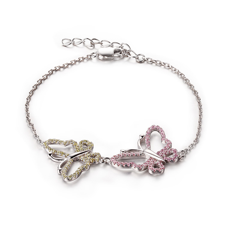 Braccialetti di ametista con fascino personalizzato all'ingrosso |Gioiellieri di gioielli in argento sterling |Design di gioielli da donna con farfalla