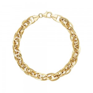 È molto carino, il cliente italiano ha detto che ha realizzato un braccialetto con catena a maglie ovali vermeil in oro giallo 14k dal design personalizzato