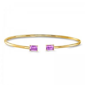 Custom Design Manufacturing Italian Amethyst Cuff Bracelet in 14kt Yellow Gold at JINGYING