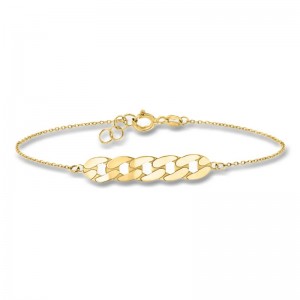 Custom Design Italian Jewelry 10kt Yellow Gold Curb-Link Centerpiece Bracelet