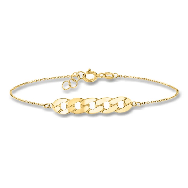 Custom Design Italian Jewelry 10kt Yellow Gold Curb-Link Centerpiece Bracelet