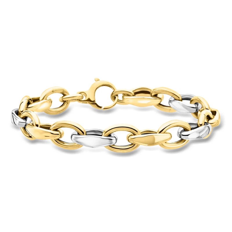 Custom Factory Of Italian 14kt Two-Tone Gold Oval-Link Bracelet