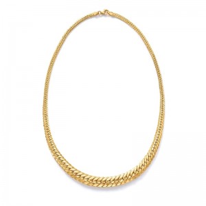 Custom 18K Gold Vermeil Jewelry Factory OEM ODM Italian Graduated Cuban-Link Necklace