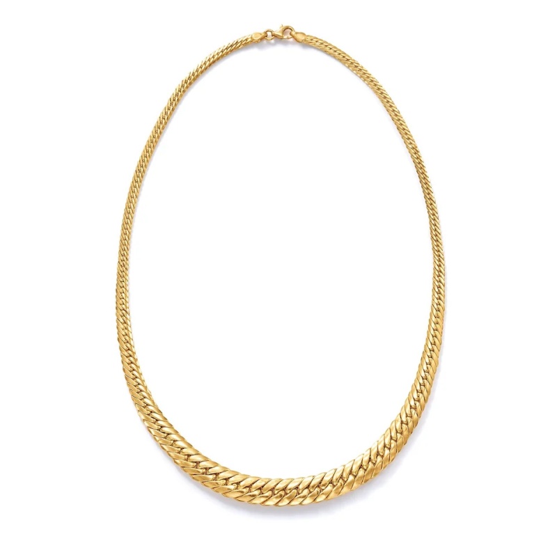 Custom 18K Gold Vermeil Jewelry Factory OEM ODM Italian Graduated Cuban-Link Necklace
