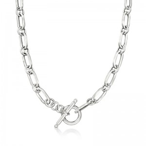 Custom Jewelry Factory OEM ODM Italian Sterling Silver Paper Clip Link Toggle Necklace