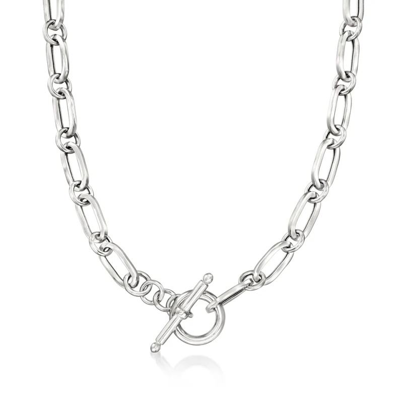 Custom Jewelry Factory OEM ODM Italian Sterling Silver Paper Clip Link Toggle Necklace