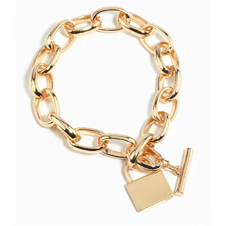 Italian gold chain manufacturers Custom Gold Padlock Chain Bracelet