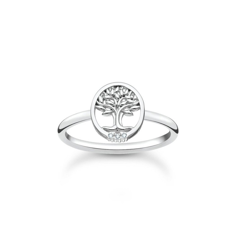 Italië juweliersware groothandelaar pasgemaakte ontwerp Silwer & Wit Zirconia Tree of Life Ring