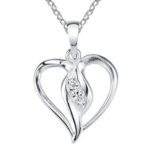 Custom wholesale 925 Sterling Silver Heart Love Pendant Necklace with Cubic Zirconias