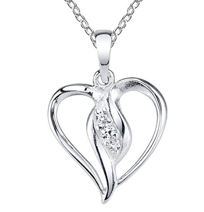 Brugerdefineret engros 925 Sterling Sølv Heart Love Pendant halskæde med Cubic Zirconias