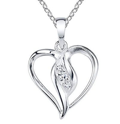 Pasgemaakte groothandel 925 Sterling Silwer Heart Love Hanger Ketting met Cubic Zirconias