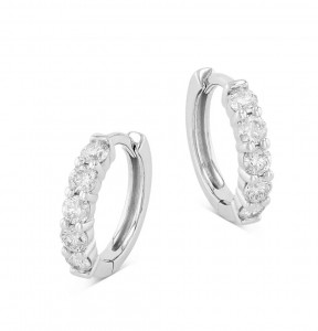 Japan 925 silver jewelry manufacturer custom made CZ Huggie Hoop Earrings in 14K White Gold Vermeil