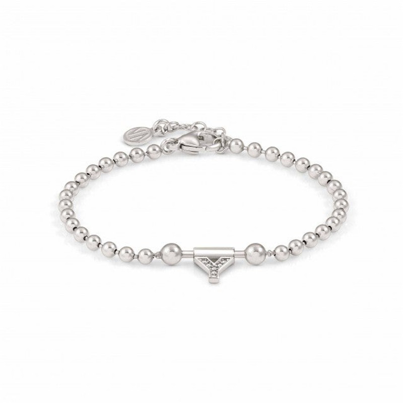 Gioielli personalizzati in argento sterling con braccialetto con lettere, gioielli con bracciale CZ in oro bianco vermeil